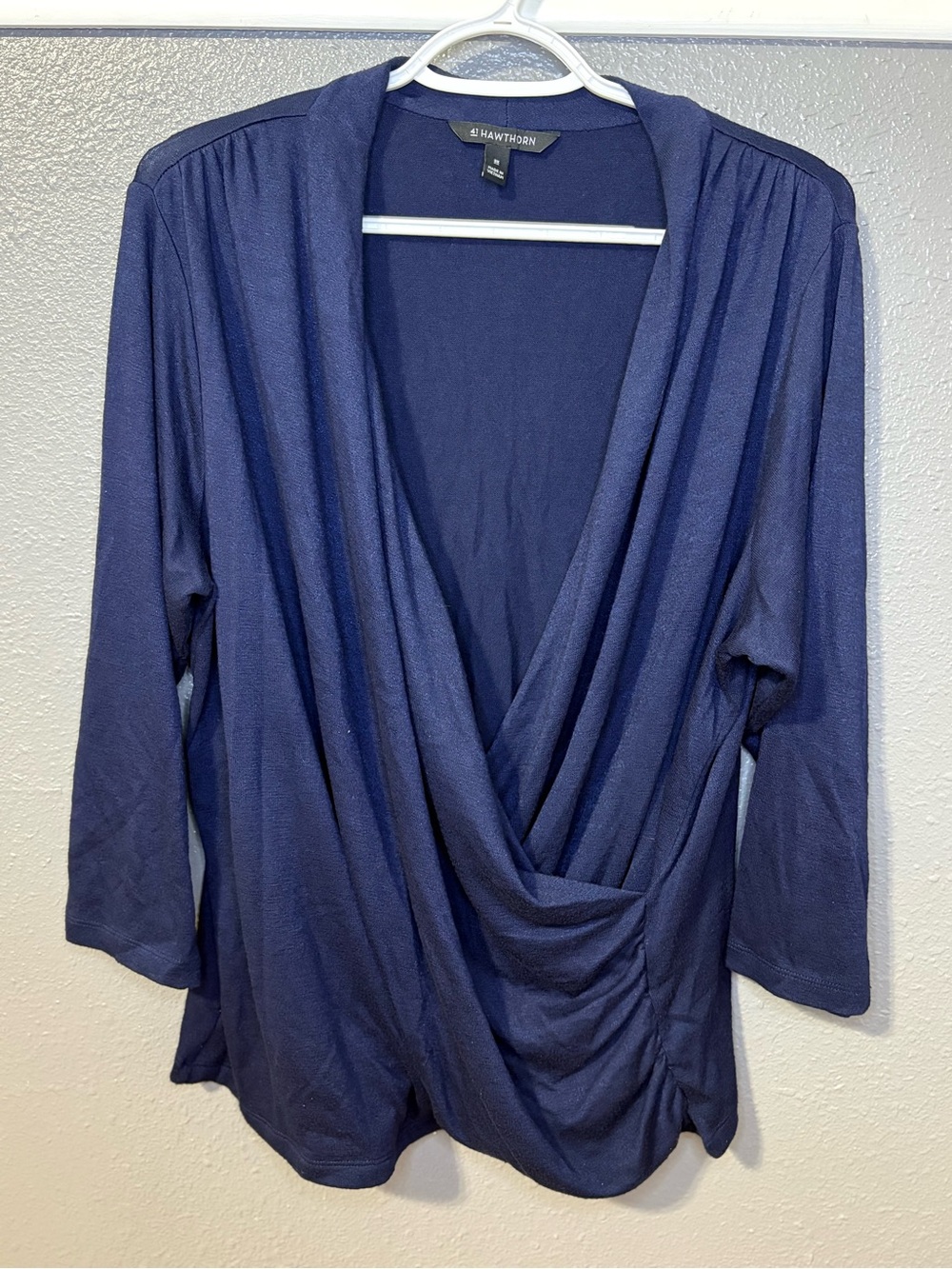 41 Hawthorn Navy Blue Wrap Blouse size 2XL (SKU 277)
